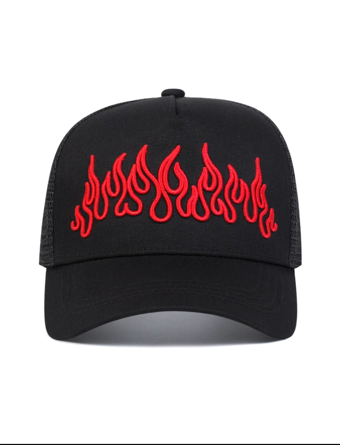 Gorra de béisbol bordada con llamas para hombres ~ y mujeres, protección solar ajustable, ideal para viajes en primavera y otoño, vacaciones en la playa