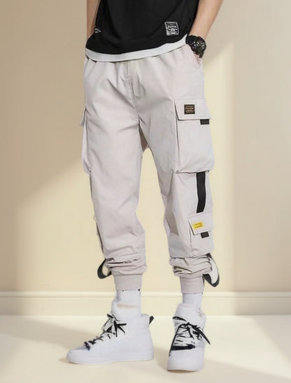 (🌍 PRODUCTO INTERNACIONAL) Pantalones Cargo Casual Harem Joggers Hip Hop Para Hombres B