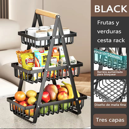 Estante de verduras de cocina encimeras frutas y verduras cestas de mano cestas de varios niveles sala de estar marco de almacenamiento de frutas
estante