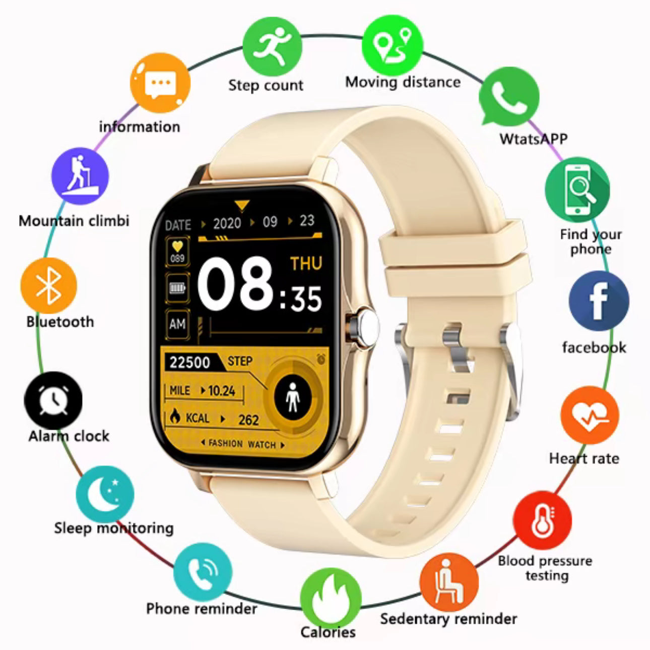 Reloj inteligente llamada sincronización teléfono móvil información hombres y mujeres moda reloj
deportivo