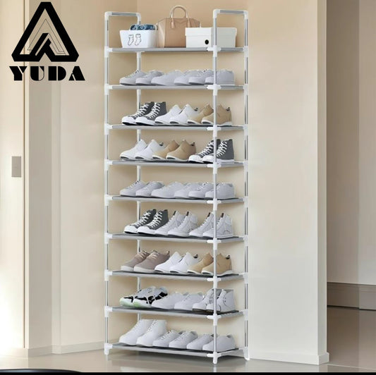 Zapatero de 9 capas, estante de almacenamiento a prueba de polvo: puede contener hasta 27 pares de zapatos, resistente y duradero, ahorra espacio, mantiene su guardarropa ordenado, soporte duradero, paño a prueba de polvo para evitar el polvo