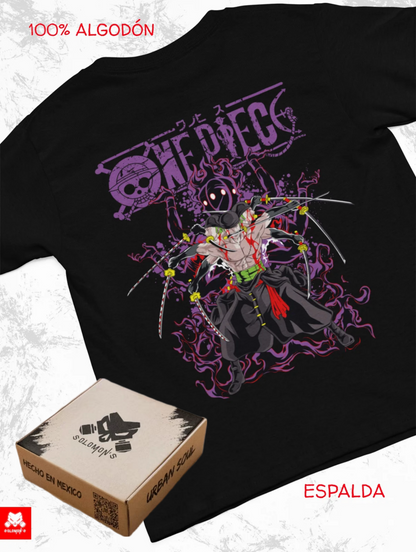 Playera Solomon's ONE PIECE ZORO | 100% Algodón | Tacto Suave | Anime Streetwear