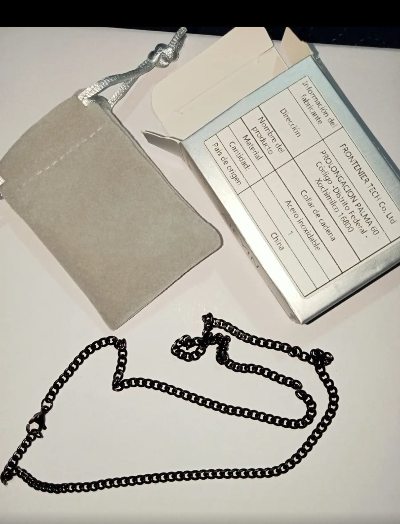 ÑCollar Cadena Estilo Cubano Unisex Acero Inoxidable Negro