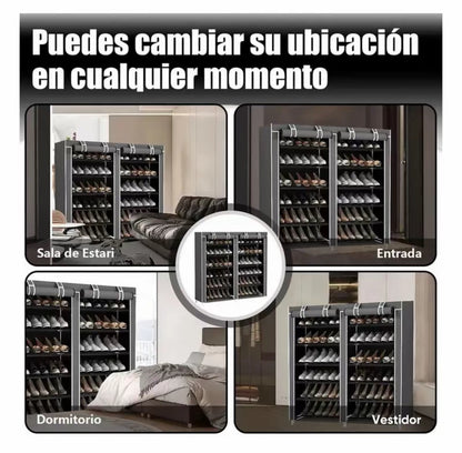 Estante de Zapatos Doble de Gran
Capacidad 6 Pisos con Cubierta de Polvo para el
Hogar