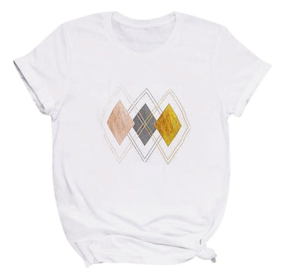 (🌎 PRODUCTO INTERNACIONAL) Camiseta Holgada Con Cuello Redondo Geométrico De Moda