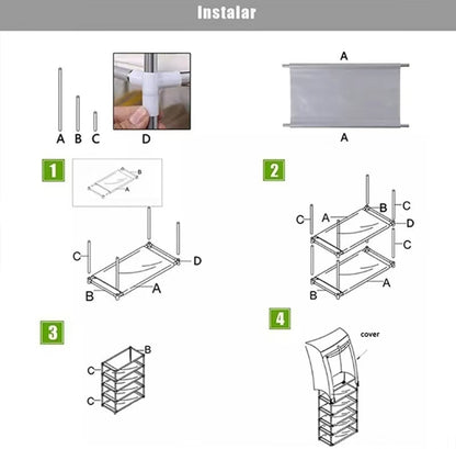 Zapatero de metal de 9 capas con cubierta antipolvo, caja de almacenamiento de zapatos no tejido de gran capacidad que ahorra espacio, adecuado para el almacenamiento de zapatos en el hogar y el dormitorio, fácil de monta