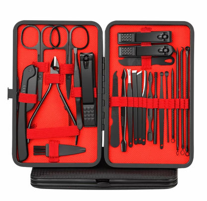 Kit de cortaúñas 10/24 piezas en acero inoxidable- Hojas cóncavas sin olor para manos/pies. incluye estuche organizador-Precisión profesional para cuidado en casa.