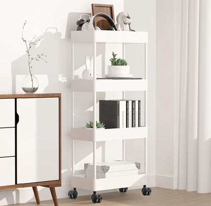 Estante de almacenamiento con ruedas de cuatro capas para cocina, dormitorio, sala de estar, juguetes para refrigerios, baño, inodoro