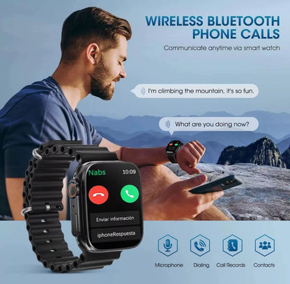 T800 1.99 smartwatch con pantalla súper grande, seguimiento de salud, notificaciones en tiempo real, pasos del ergometro