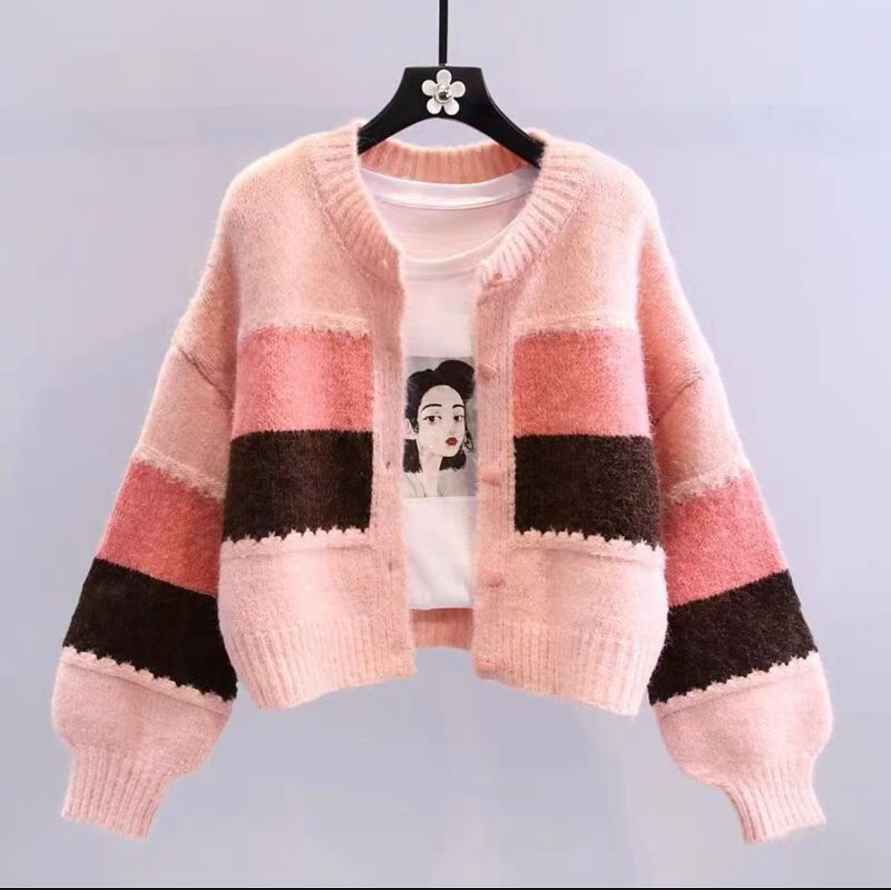 (🌎 PRODUCTO INTERNACIONAL) Cardigan Dulce De Otoño Con Mangas Bombachas Mujer