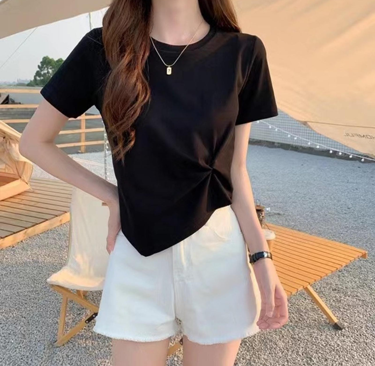 (🌎 PRODUCTO INTERNACIONAL) Top De Moda De Verano Para Mujer, Manga Larga, Con Un Hom