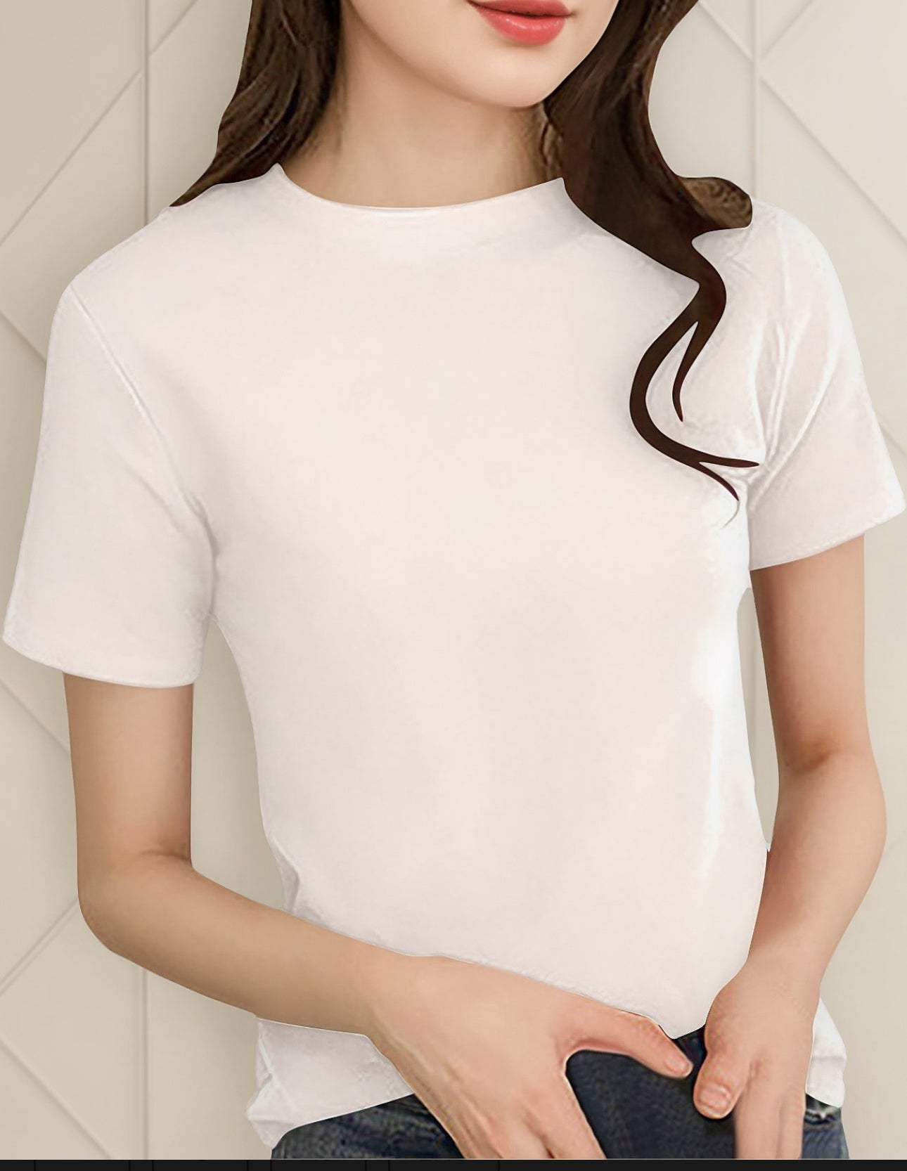(🌎 PRODUCTO INTERNACIONAL) Suave Jersey De Manga Corta Con Cuello Redondo Y Cuello Redo