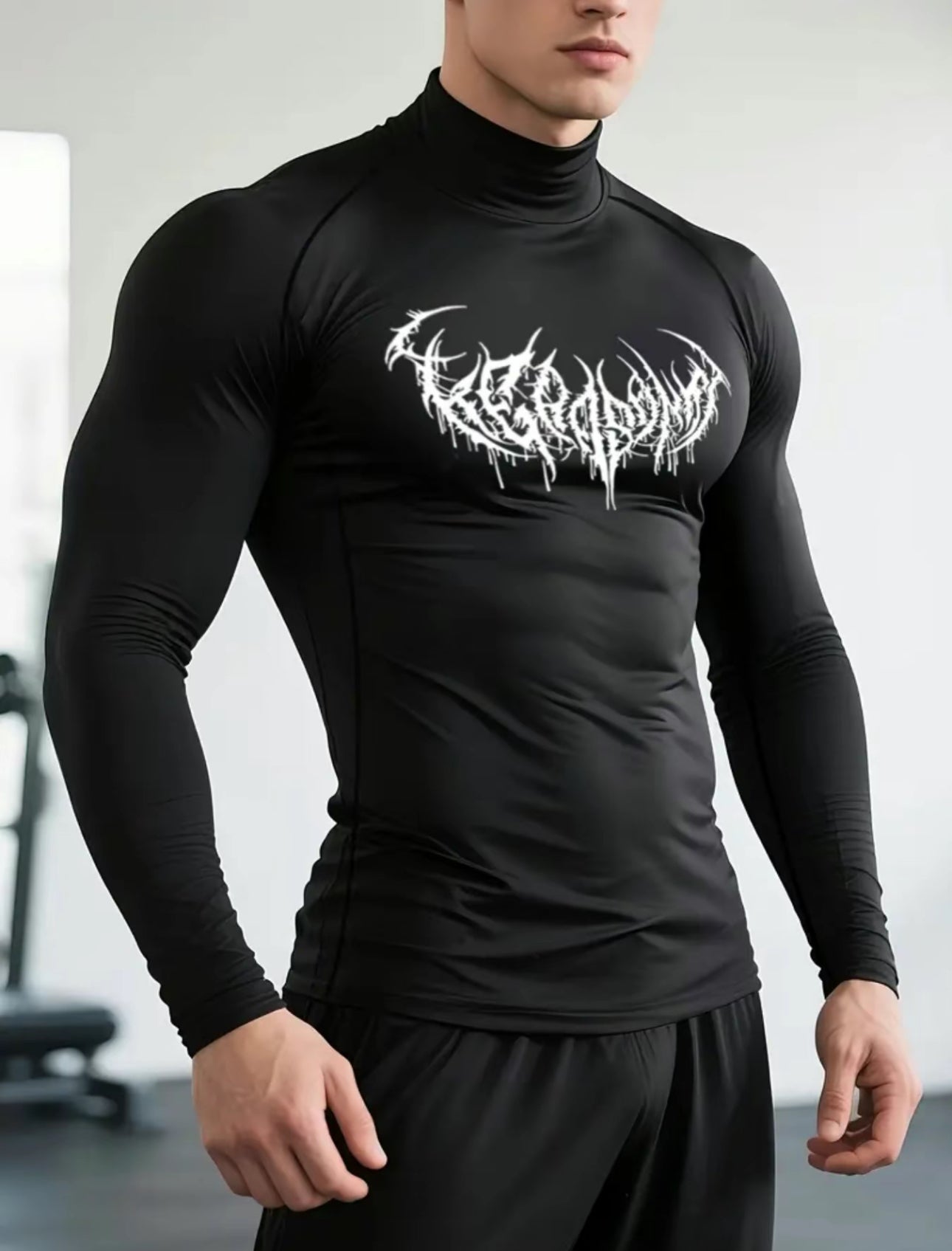 Camiseta de entrenamiento de manga larga de secado rápido para hombre - Top estampado, transpirable y elástico para correr, senderismo, gimnasio y uso casual