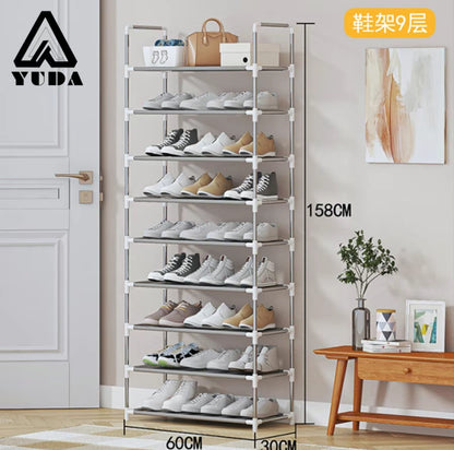 Zapatero de 9 capas, estante de almacenamiento a prueba de polvo: puede contener hasta 27 pares de zapatos, resistente y duradero, ahorra espacio, mantiene su guardarropa ordenado, soporte duradero, paño a prueba de polvo para evitar el polvo