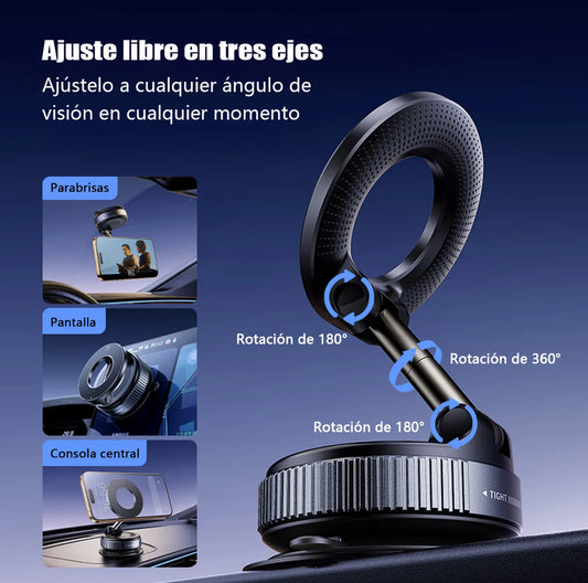 [Soporte magnético para teléfono] Soporte magnético para teléfono de coche con rotación de 360° y adsorción al vacío: plegable, retráctil, material ABS, impermeable, portátil para coche, ducha, viajes, gimnasio y espejo liso.
