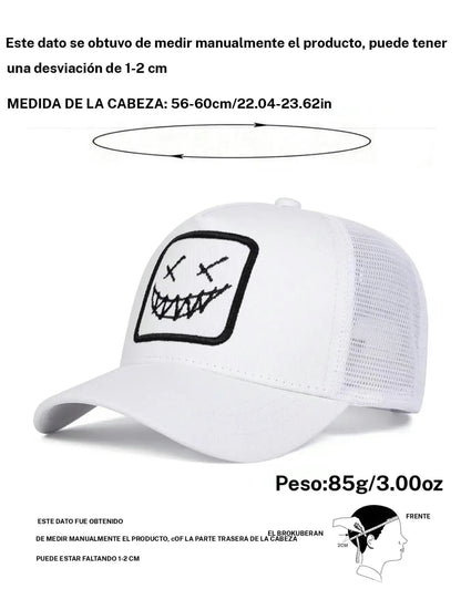 Gorra tipo camionero con diseño de cara sonriente, gorra casual para deportes al aire libre para hombres y mujeres, accesorios de moda para uso diario