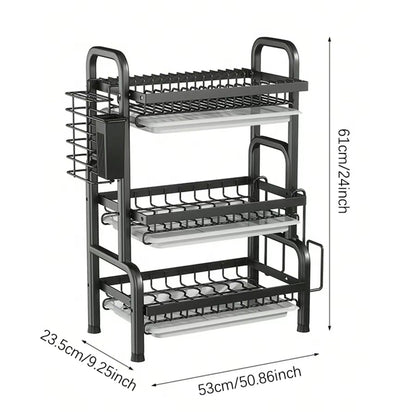 lerfm Escurridor de platos con 3 Niveles, con Escurridor para Mostrador, Escurridor de Cocina
Multifuncional con Herramientas