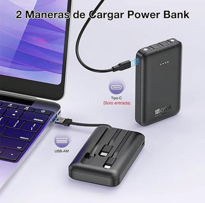 1HORA Power Bank Mini Portátil Batería 5000mah
Con Built In 3 Cables 1hora Usb C Baterias Para
Celular GAR261