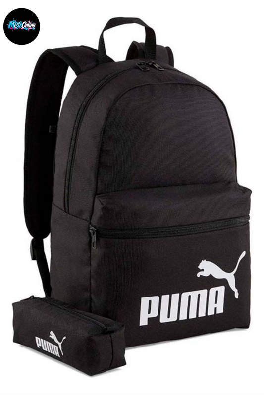 Mochila Negra Puma Unisex Phase Backpack + Estuche