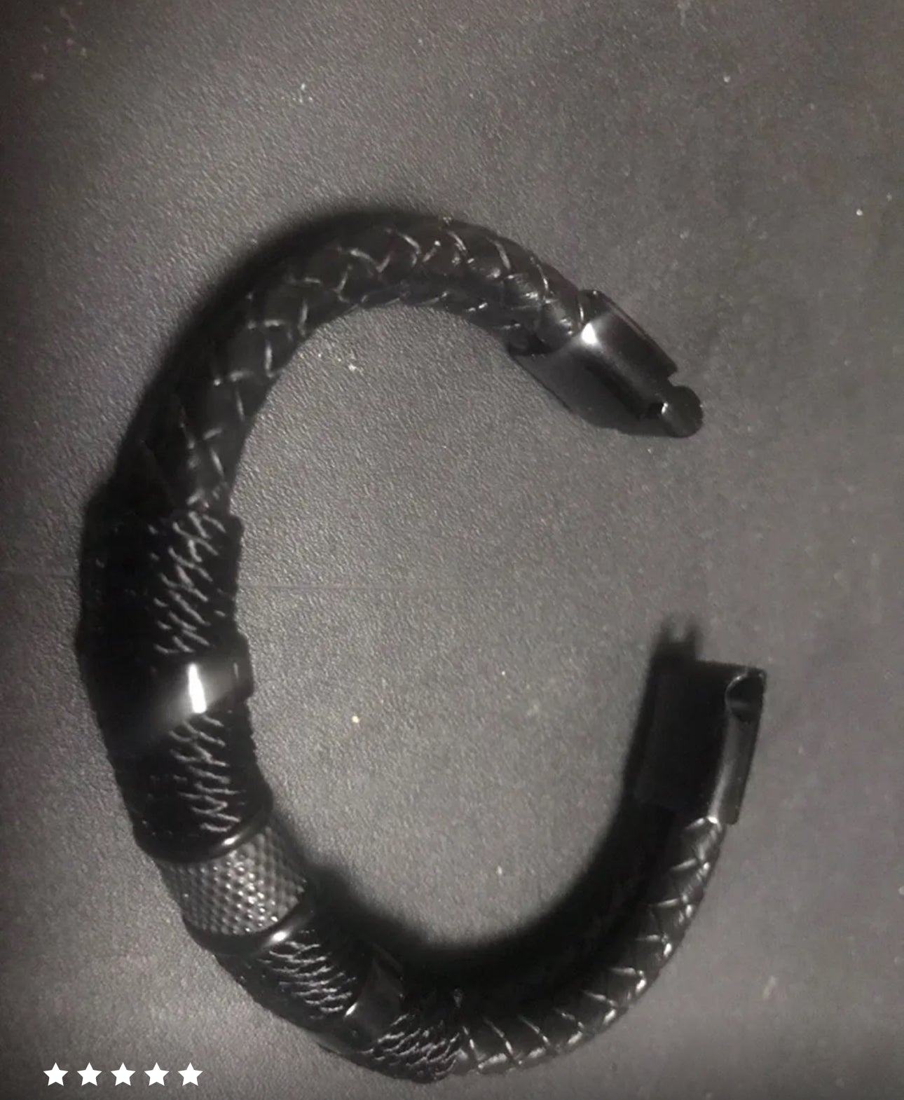 Pulsera Cuero Soga Trenzado Acero Inox Con Hebilla Magnética