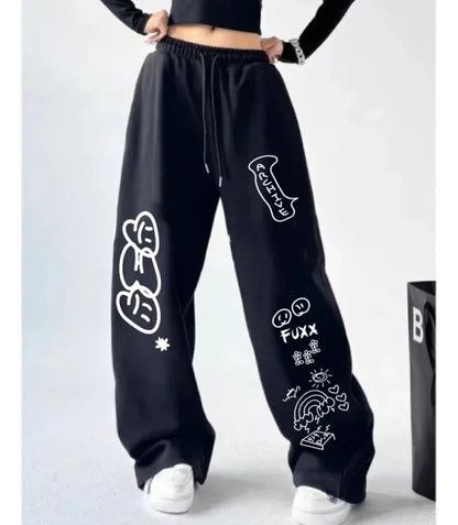 (🌍 PRODUCTO INTERNACIONAL) Pantalones Casuales Con Estampado De Hip Hop, Algodón Y Span