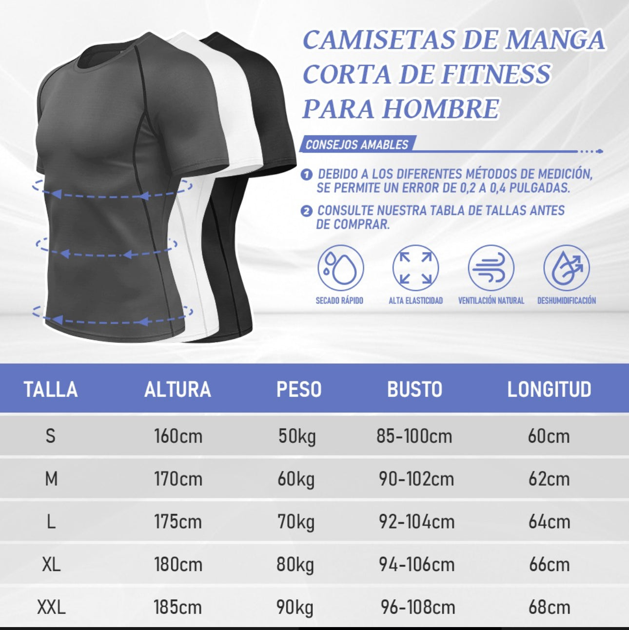 3pzs Playera Licras Deportivas Hombre Compresión Manga Gym