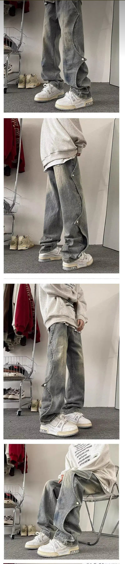 INTERNACIONAL Jeans De Hombre De Pierna Recta Holgados Y Casuales De High