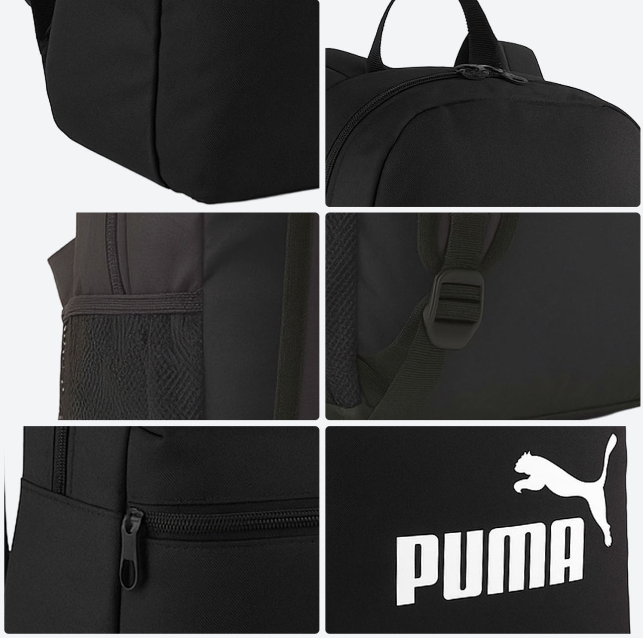 Mochila Puma Phase Negra Escolar Universidad Deportiva Casual Oficina Trabajo Asas Ajustables Cómodas Bolsillo Frontal Cierre Hombre Mujer 22lt