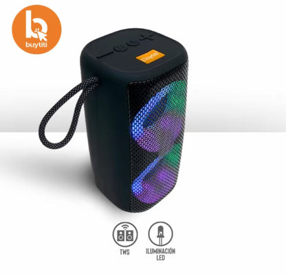 Bocina Bluetooth con Luz LED Material
Antiderrapante, Conexión TWS: vincula dos bocinas fácilmente CH-M302