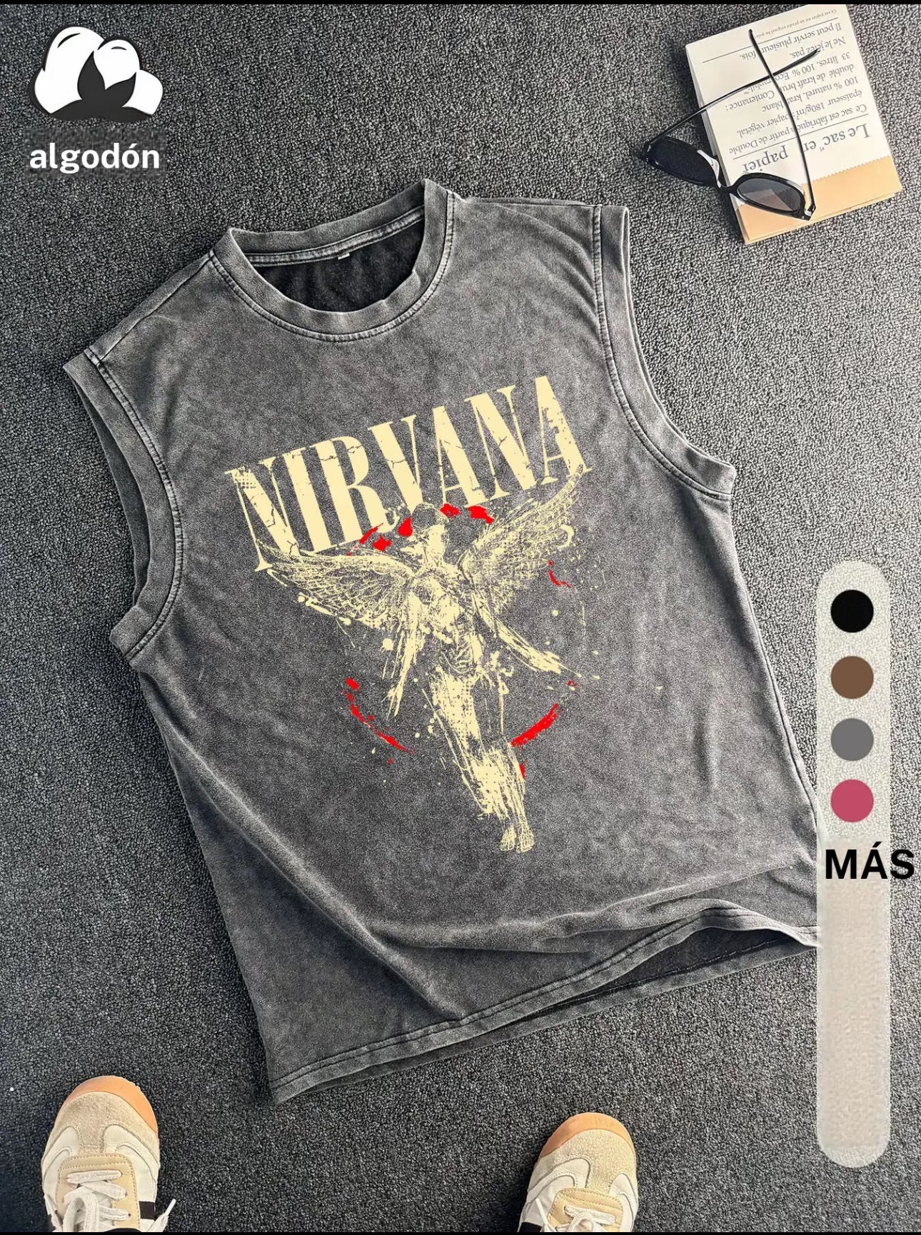 Camiseta sin mangas estilo tank para
hombre con estampado gráfico de ángel vintage, top casual sin mangas para verano, ropa de hombre para uso diario, calcetines