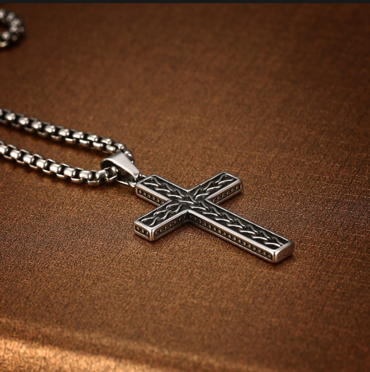 Collar Dije De Cruz Vintage Acero Inoxidable Para Hombre