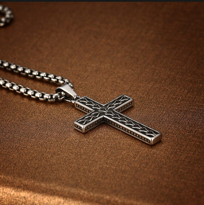 Collar Dije De Cruz Vintage Acero Inoxidable Para Hombre