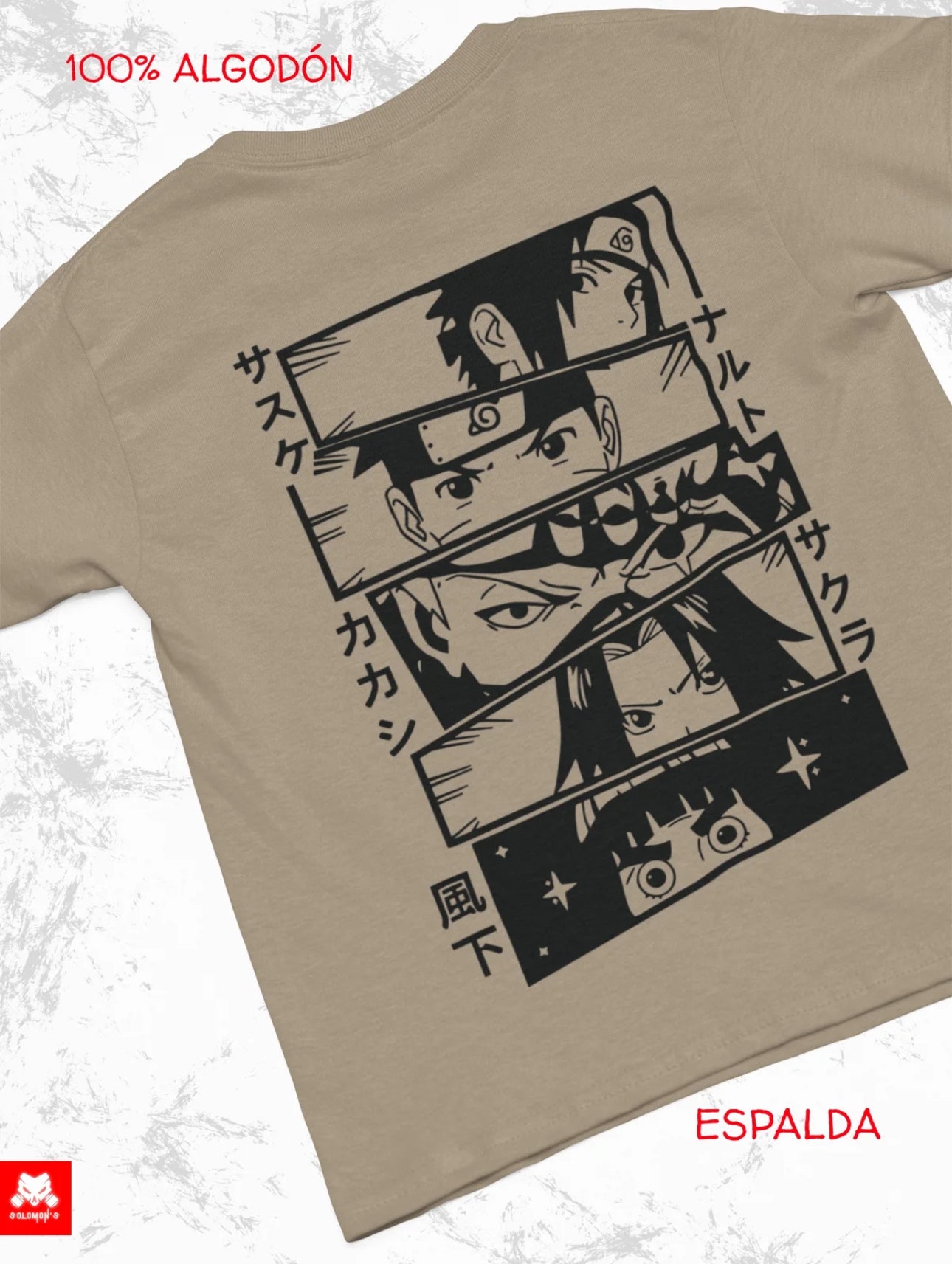 Playera Solomon's NARUTO NINJAS KONOHA | 100% Algodón | Tacto Suave | Anime Streetwear