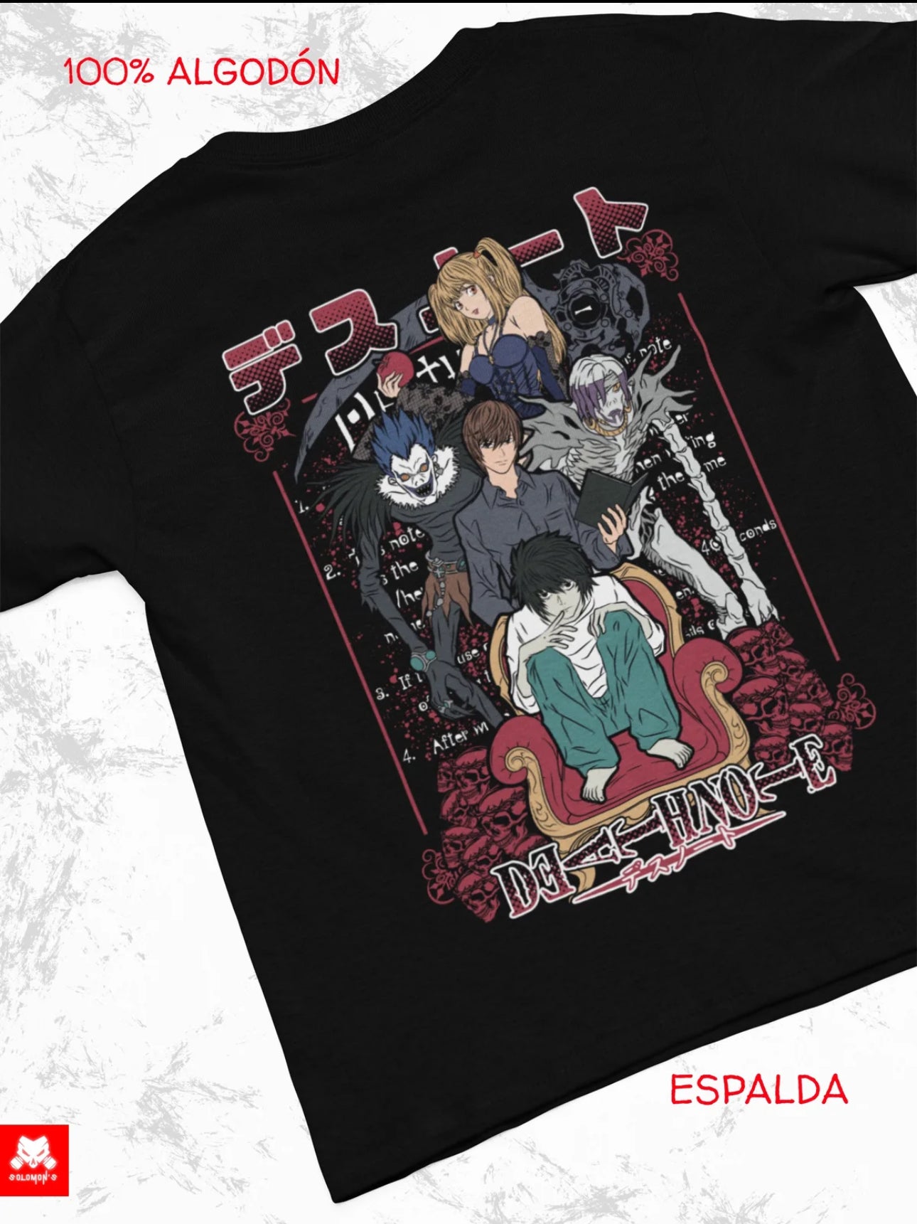 Playera Solomon's DEATH NOTE | 100% Algodón |
Tacto Suave | Anime Streetwear