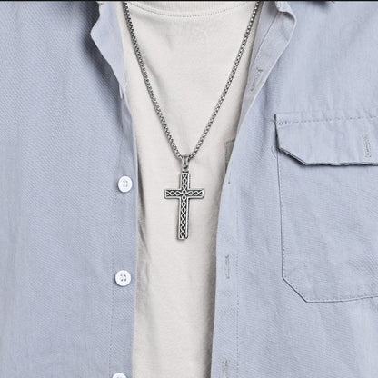 Collar Dije De Cruz Vintage Acero Inoxidable Para Hombre