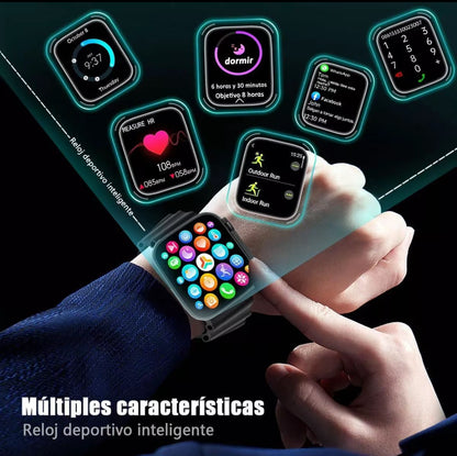 T800 1.99 smartwatch con pantalla súper grande, seguimiento de salud, notificaciones en tiempo real, pasos del ergometro