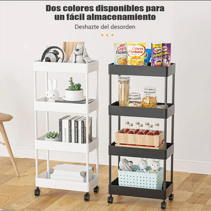 Estante de almacenamiento con ruedas de cuatro capas para cocina, dormitorio, sala de estar, juguetes para refrigerios, baño, inodoro