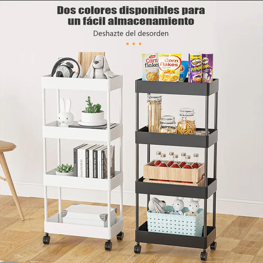 Estante de almacenamiento con ruedas de cuatro capas para cocina, dormitorio, sala de estar, juguetes para refrigerios, baño, inodoro