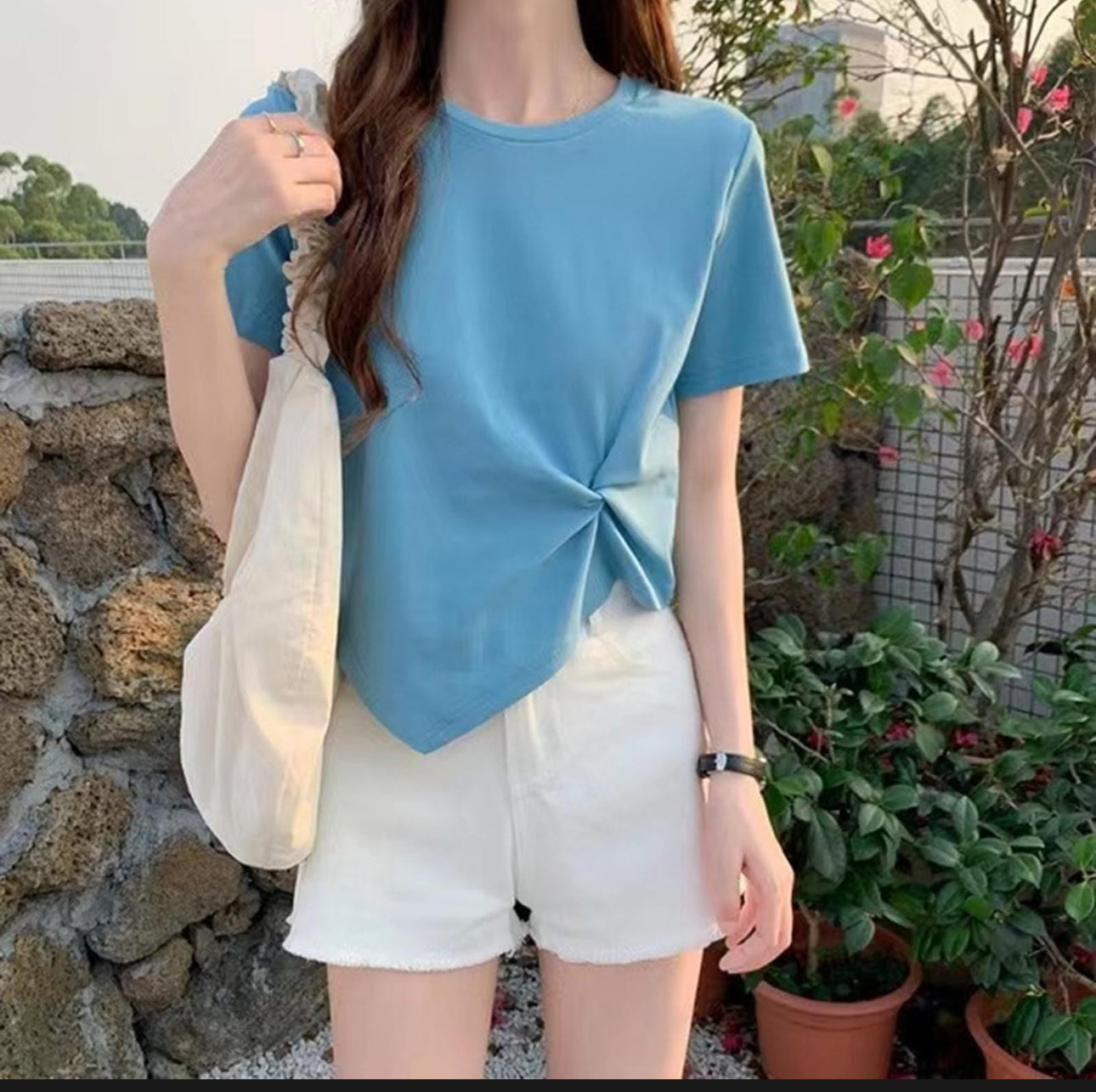 (🌎 PRODUCTO INTERNACIONAL) Top De Moda De Verano Para Mujer, Manga Larga, Con Un Hom
