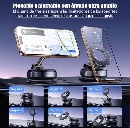 [Soporte magnético para teléfono] Soporte magnético para teléfono de coche con rotación de 360° y adsorción al vacío: plegable, retráctil, material ABS, impermeable, portátil para coche, ducha, viajes, gimnasio y espejo liso.