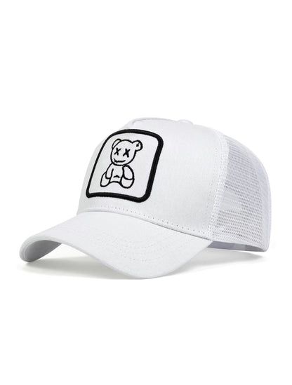 Gorra de Béisbol con Bordado de Oso de Dibujos Animados, Sombrero Casual para Deportes al Aire Libre para Hombres y Mujeres, Sombrero Ajustable para Protección Solar para Uso Diario