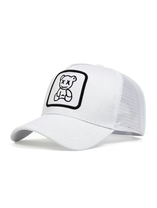 Gorra de Béisbol con Bordado de Oso de Dibujos Animados, Sombrero Casual para Deportes al Aire Libre para Hombres y Mujeres, Sombrero Ajustable para Protección Solar para Uso Diario