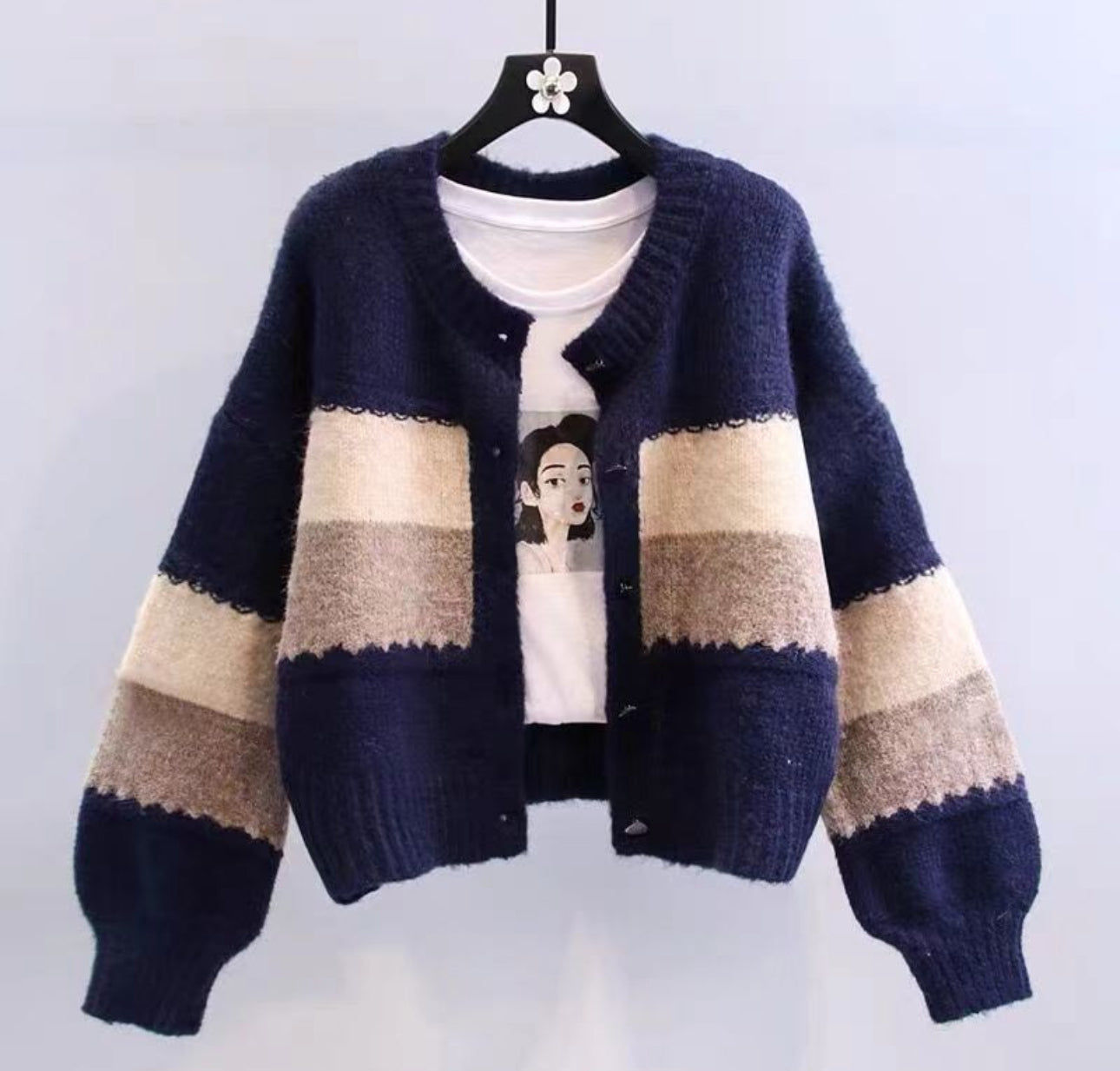 (🌎 PRODUCTO INTERNACIONAL) Cardigan Dulce De Otoño Con Mangas Bombachas Mujer