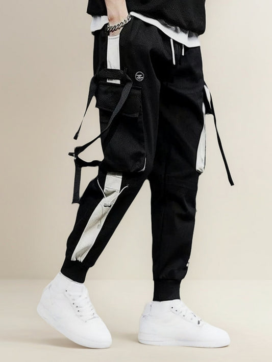 (🌍 PRODUCTO INTERNACIONAL) Pantalones Cargo Casual Harem Joggers Hip Hop Para Hombres B