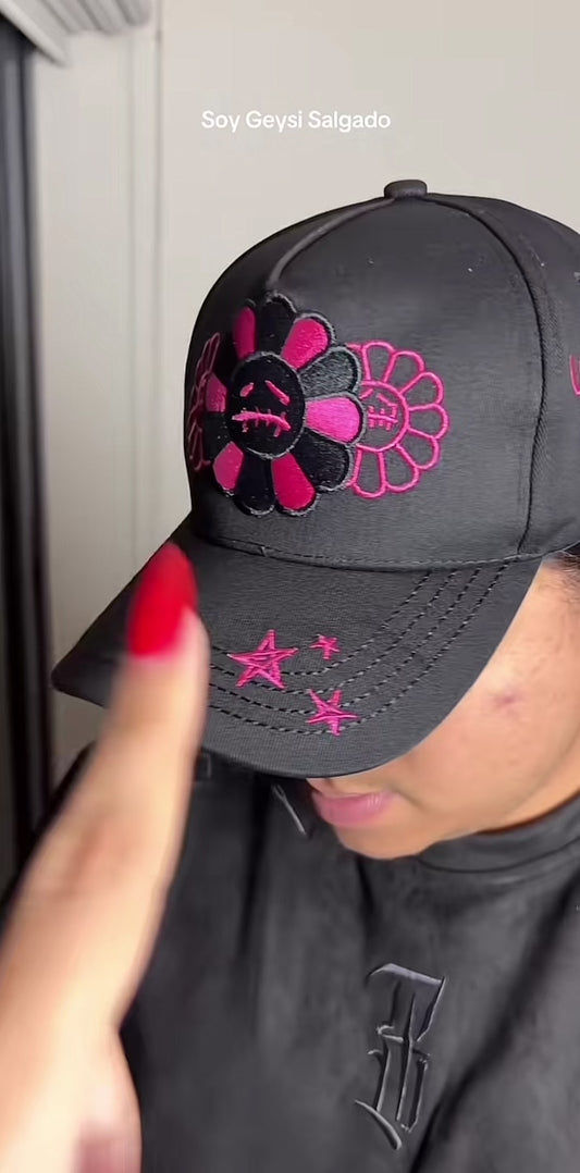 Gorra con Bordado de Cara Llorando y Flor, Unisex, Regalo Perfecto para el Dia del Padre, Ideal para San Valentín, Elección para Familiares, Amigos y Hermanos