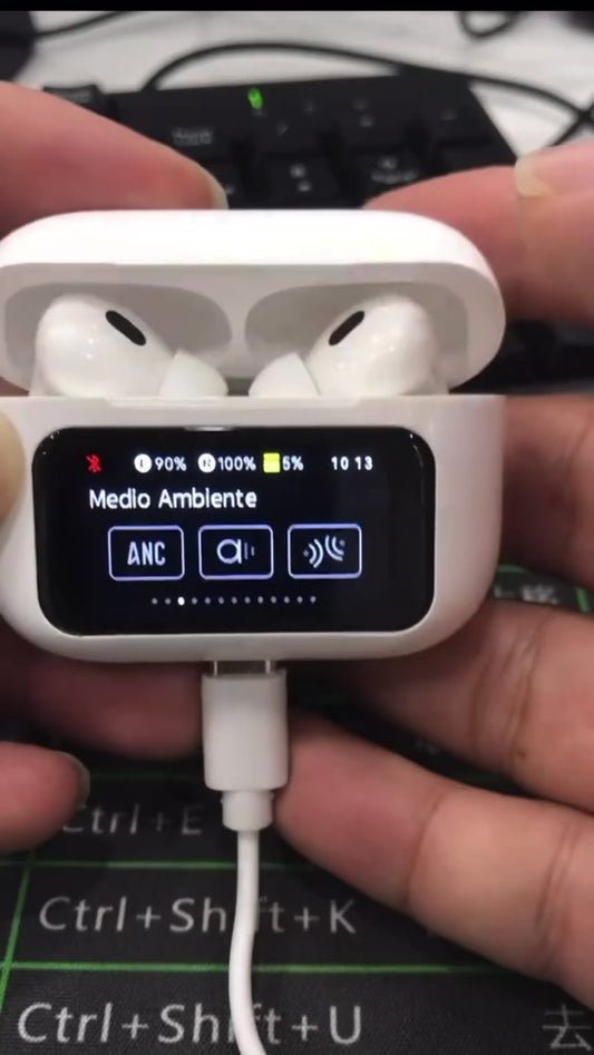 Auriculares bluetooth inalámbricos, Audífonos Inalámbricos con Pantalla Táctil Inteligente, Bluetooth 5.4, Llamadas Nítidas con Micrófono, Cancelación de Ruido, Resistencia al Agua IPX5,
Type-C (Blanco)