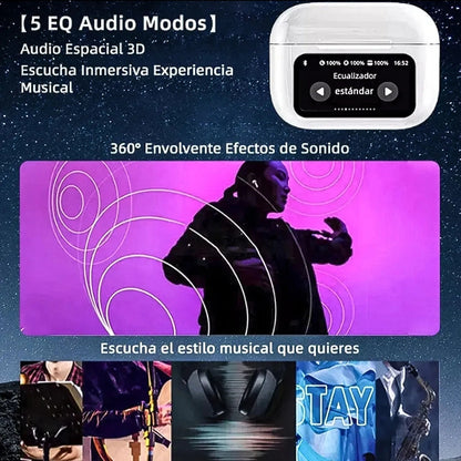Audifonos In-ear Inalámbricos Keluona A9 Pro Negro Con Bluetooth, Control De Cámara, Cambic De Fondo De Pantalla Y Likes En Video R9