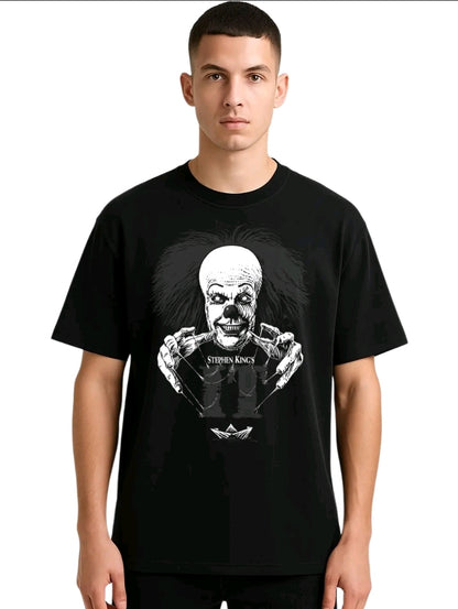 QPlavera Unisex Negra lt Camiseta holgada Estampada de terror , 100% Algodón, Manga Corta (Rabbit Man)