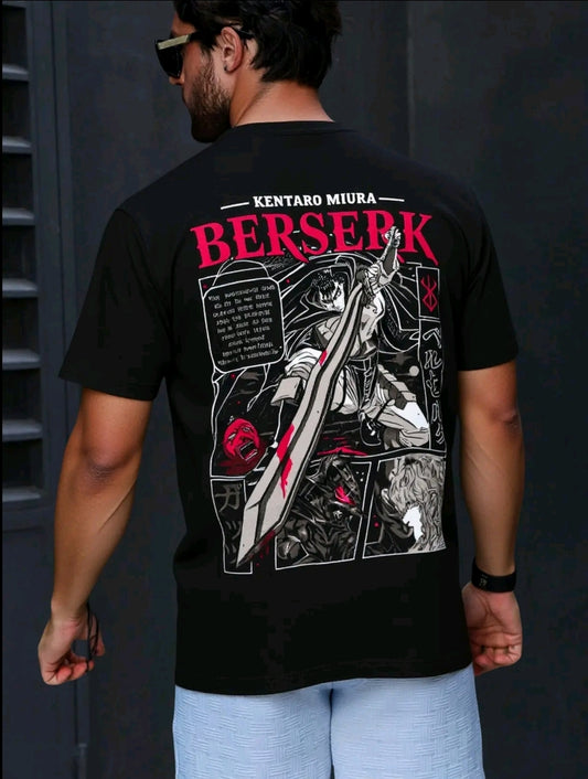 Playera Camiseta Unisex Anime - Berserk Poster Guerrero Negro