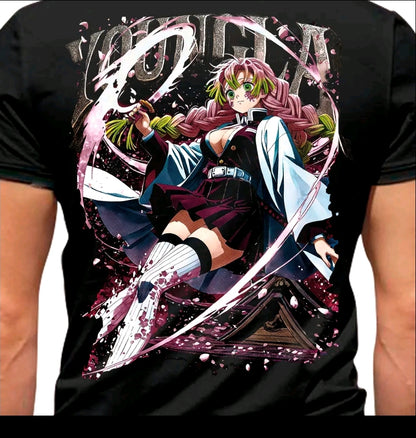 Camiseta con estampado de YOUNGLA ANIMES CAZADOR DE DEMONIOS-camiseta negra-100% Algodón